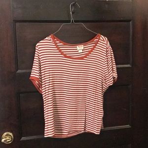 Burnt orange and white short sleeve shirt